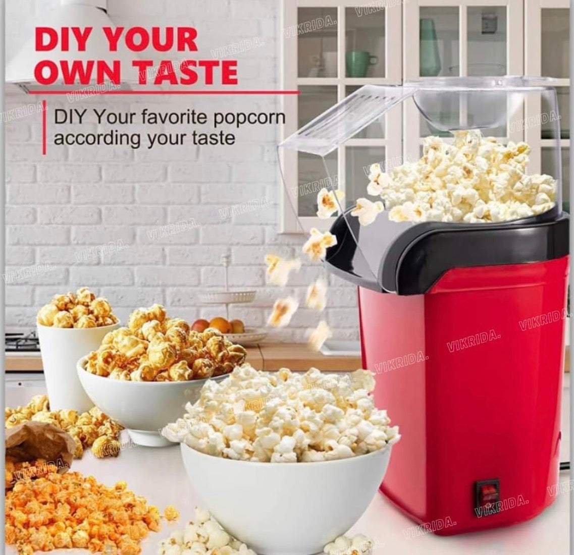 Electric Popcorn Maker Machine | Oil-Free Hot Air Popcorn Popper for Home