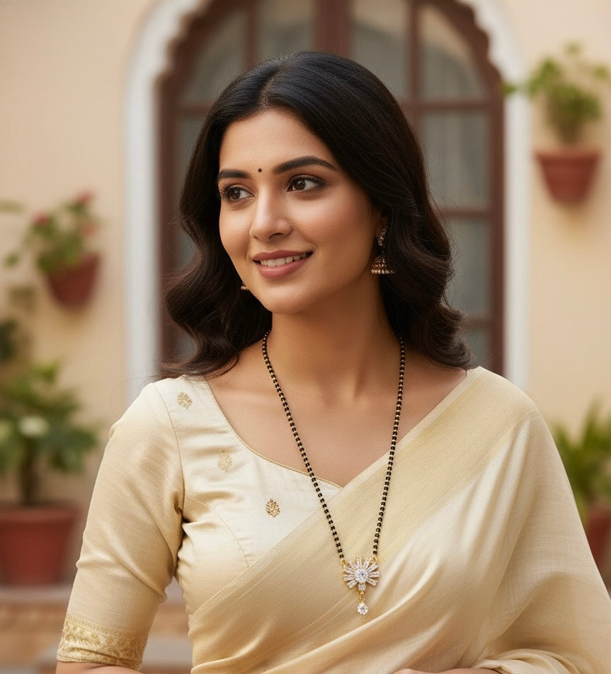 🌼 Sparkle Flower Pendant Mangalsutra