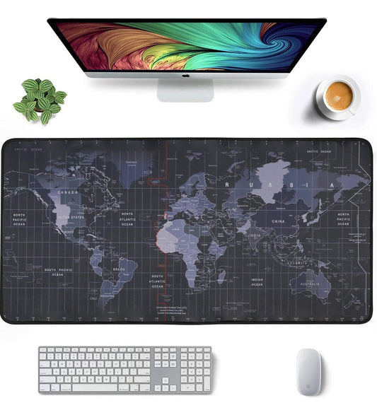 Large Extended World Map Mouse Pad 60×30 cm | Waterproof Desk Mat | Anti-Slip Gaming & Office Mousepad