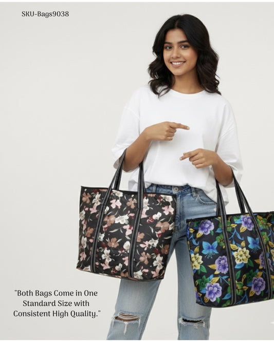 Midnight Meadow Floral Twin Tote Combo