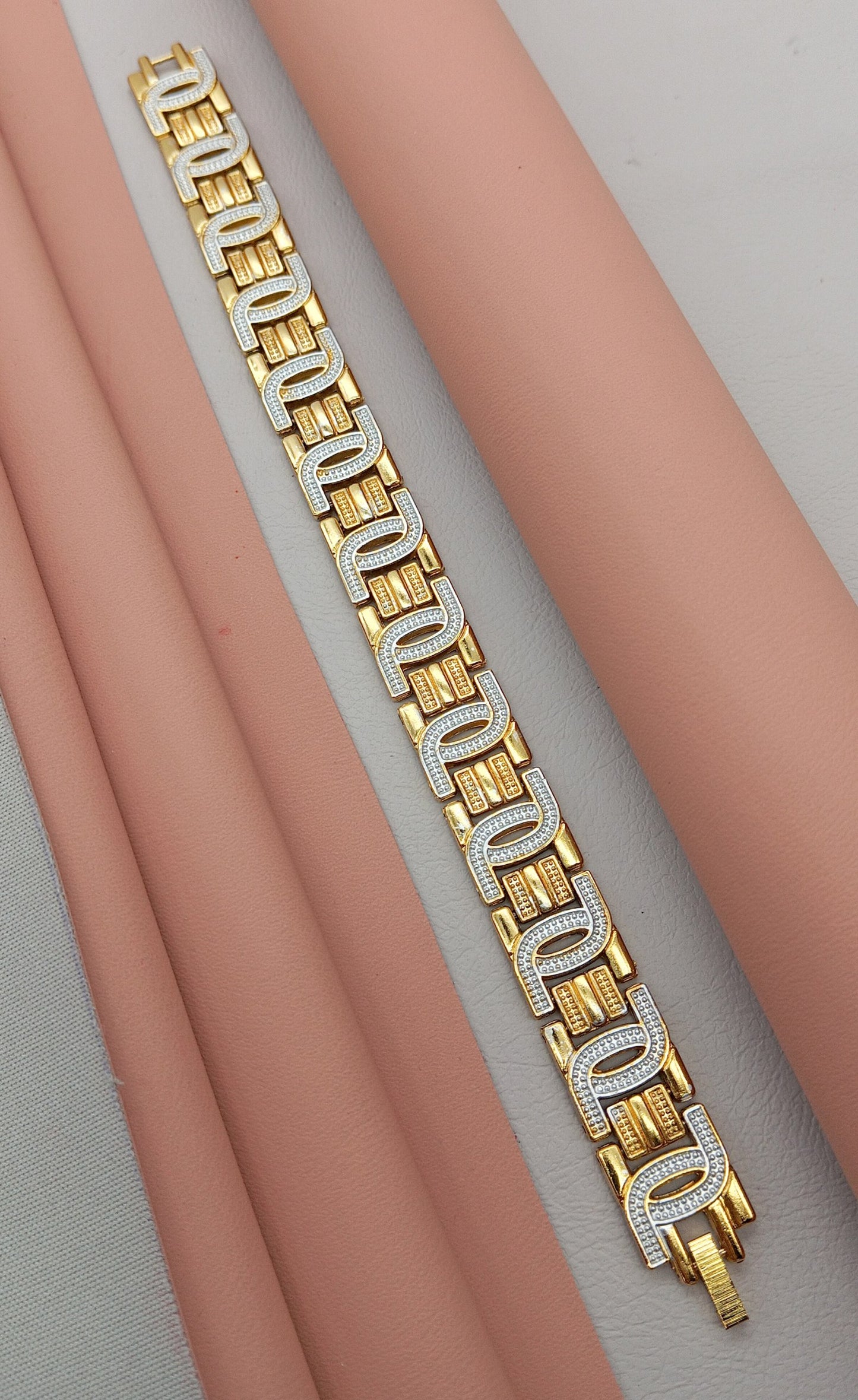 Men’s Premium 2-in-1 Bracelet Combo – Gold & Silver-Tone Alloy Fashion Jewelry