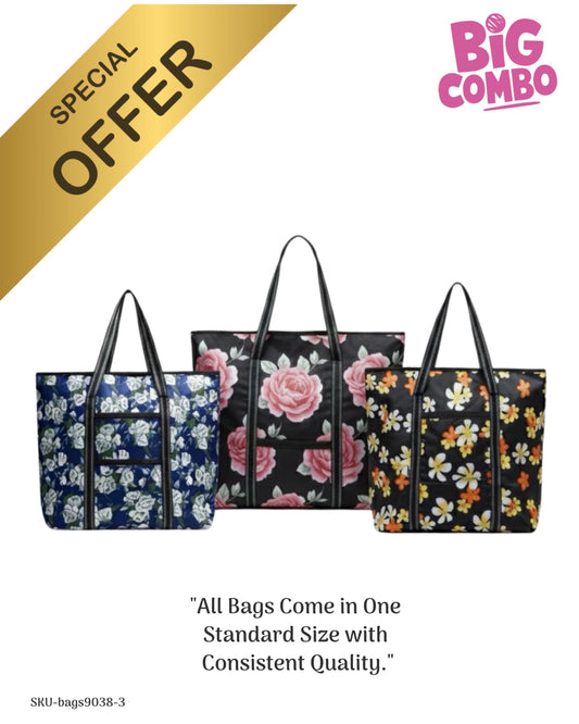 Jiya Street Floral Fantasy 3-Pack Tote Bag Combo