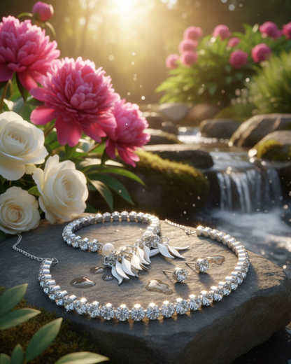 Silver-Toned Choker Set with Bracelet and Earrings 💍