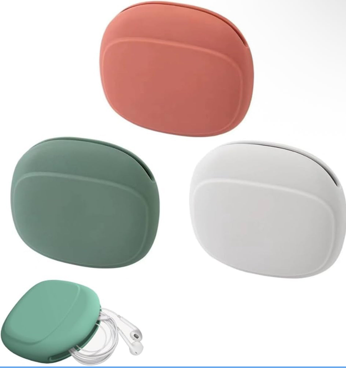 Multi-Purpose Silicone Storage Pouch for Earphones, Cables & Small Accessories (2 PCS SET)