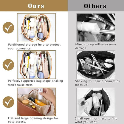 Premium Leather Cosmetic Travel Bag – Large Capacity Makeup Organizer