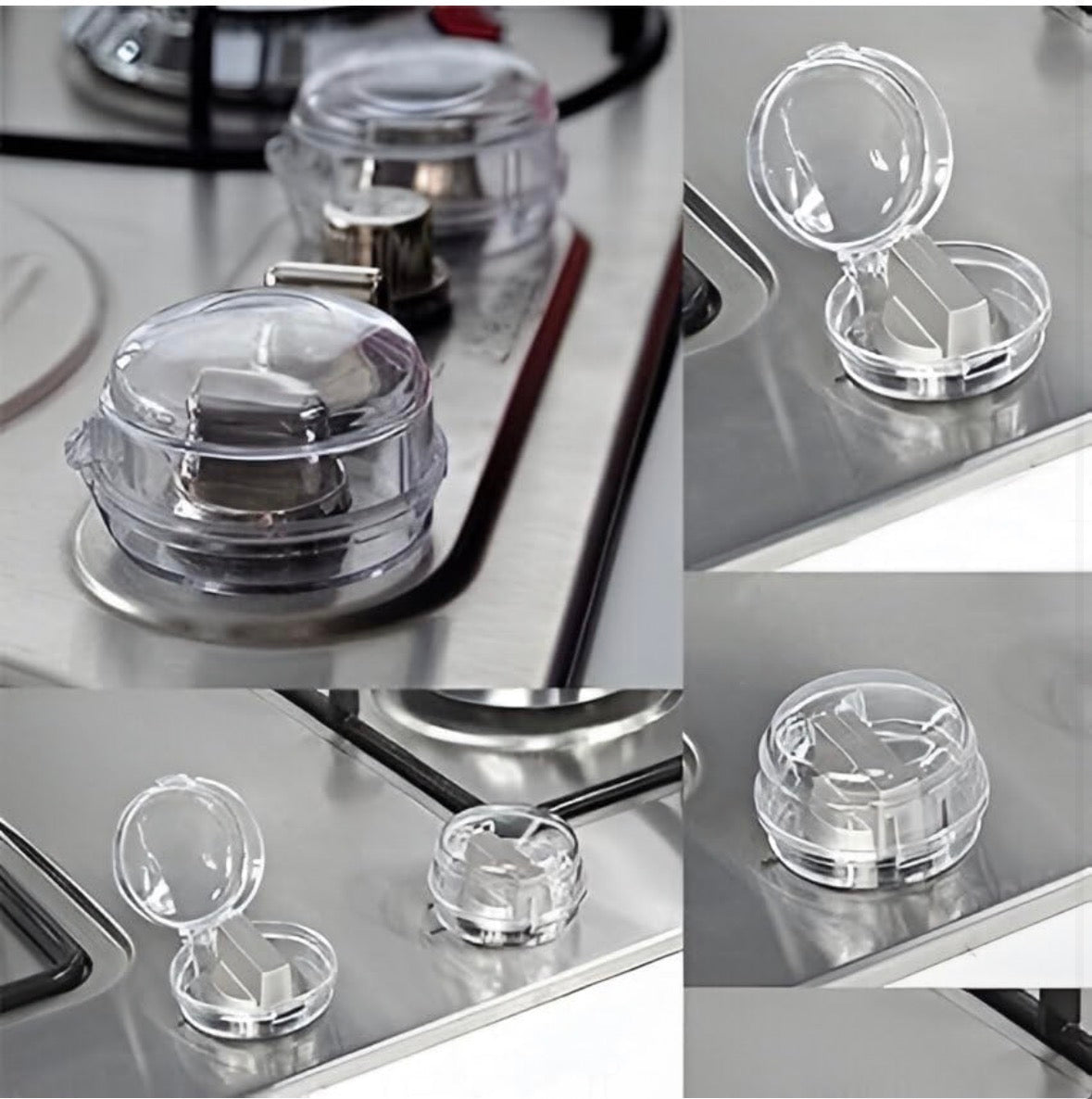 Gas Stove Knob Protector Cover (Pack of 2) | Child Safety Lock for Gas Stove | Heat-Resistant Transparent Knob Guards
