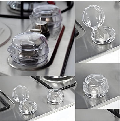 Gas Stove Knob Protector Cover (Pack of 2) | Child Safety Lock for Gas Stove | Heat-Resistant Transparent Knob Guards