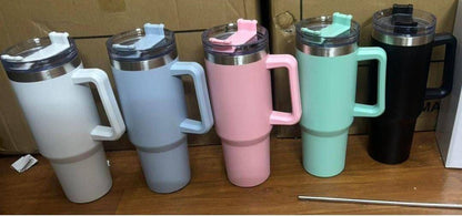 1200ML Stainless Steel Tumbler Cup with Handle & Straw