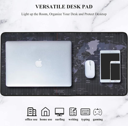Large Extended World Map Mouse Pad 60×30 cm | Waterproof Desk Mat | Anti-Slip Gaming & Office Mousepad