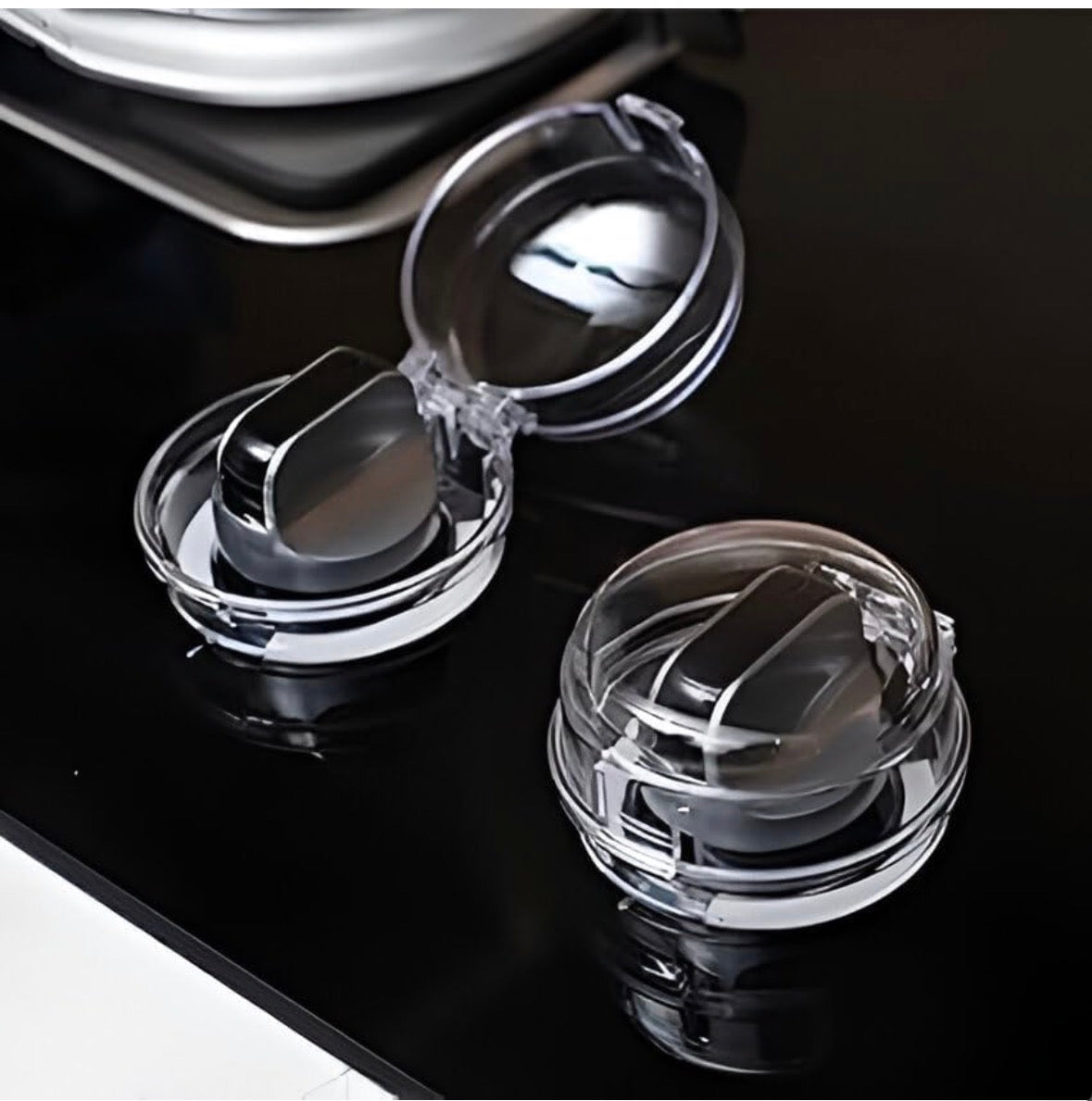 Gas Stove Knob Protector Cover (Pack of 2) | Child Safety Lock for Gas Stove | Heat-Resistant Transparent Knob Guards