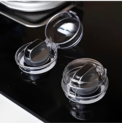 Gas Stove Knob Protector Cover (Pack of 2) | Child Safety Lock for Gas Stove | Heat-Resistant Transparent Knob Guards