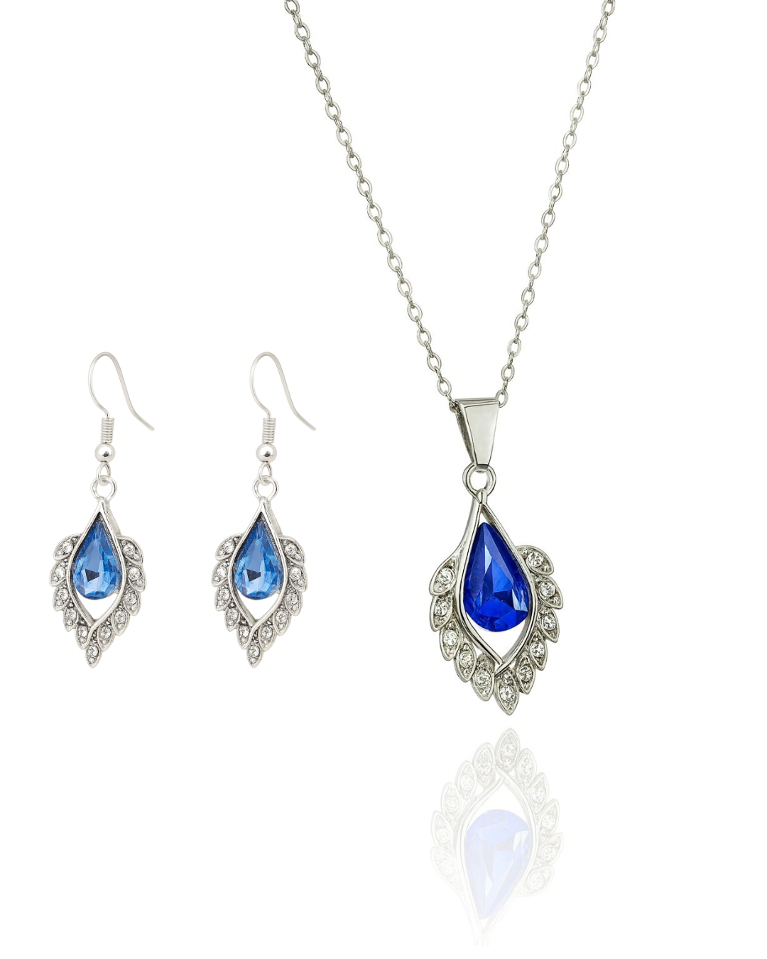 Blue Teardrop Pendant & Earring Set – Premium Alloy Fashion Jewelry