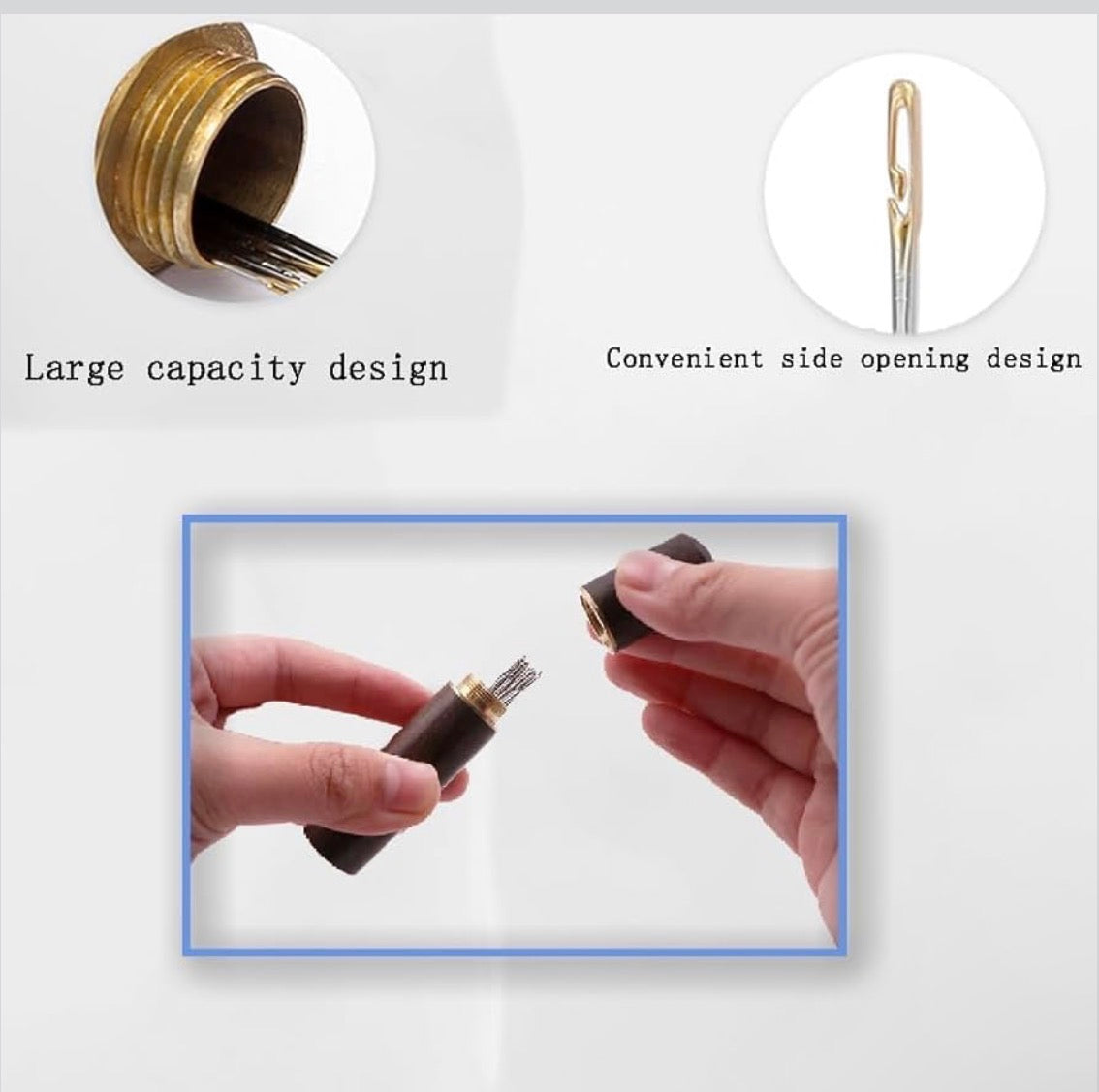 Self-Threading Needles Set (30 pcs) | Quick Threading Sewing Needles With Wooden Storage Case | Easy Thread, Stainless Steel Quilting Needles