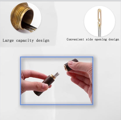 Self-Threading Needles Set (30 pcs) | Quick Threading Sewing Needles With Wooden Storage Case | Easy Thread, Stainless Steel Quilting Needles