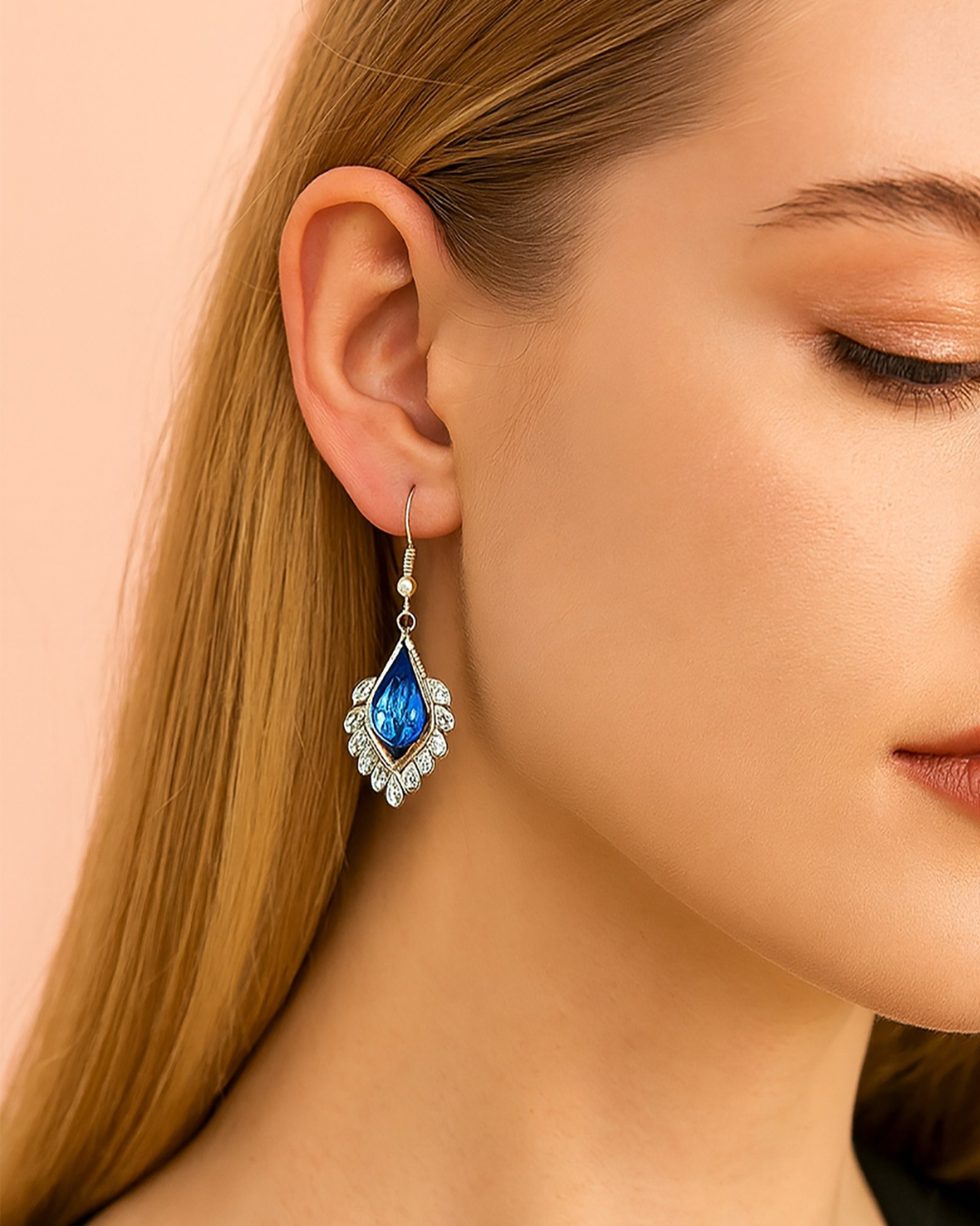 Blue Teardrop Pendant & Earring Set – Premium Alloy Fashion Jewelry