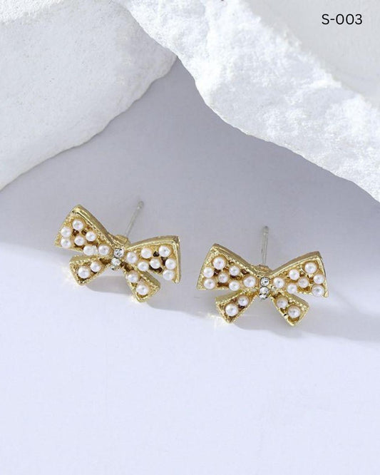 Combo Pack of 4 Cute Earrings for Women & Girls – Heart, Bow, Crystal Heart & Dangling Disc