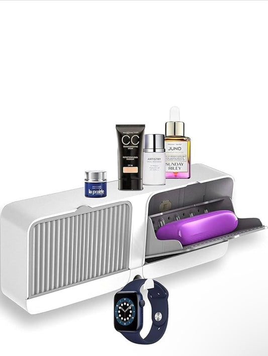 Wall Mounted Double Bar Soap Dish | Self-Draining Bathroom Organizer | Adhesive Storage Box with Cover & Hook