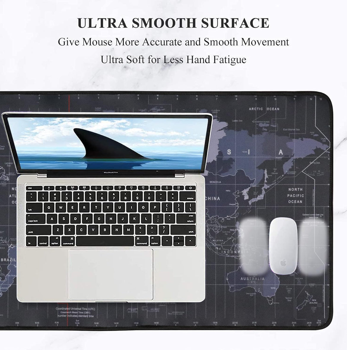 Large Extended World Map Mouse Pad 60×30 cm | Waterproof Desk Mat | Anti-Slip Gaming & Office Mousepad