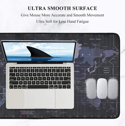 Large Extended World Map Mouse Pad 60×30 cm | Waterproof Desk Mat | Anti-Slip Gaming & Office Mousepad