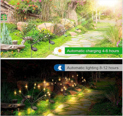 8 LED Solar Powered Firefly Garden Lights | Waterproof Outdoor Decorative Solar Lights for Garden, Pathway & Yard