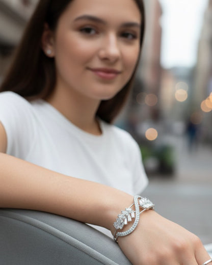 Silver Crystal Open Cuff Bracelet – Premium Fashion Jewelry