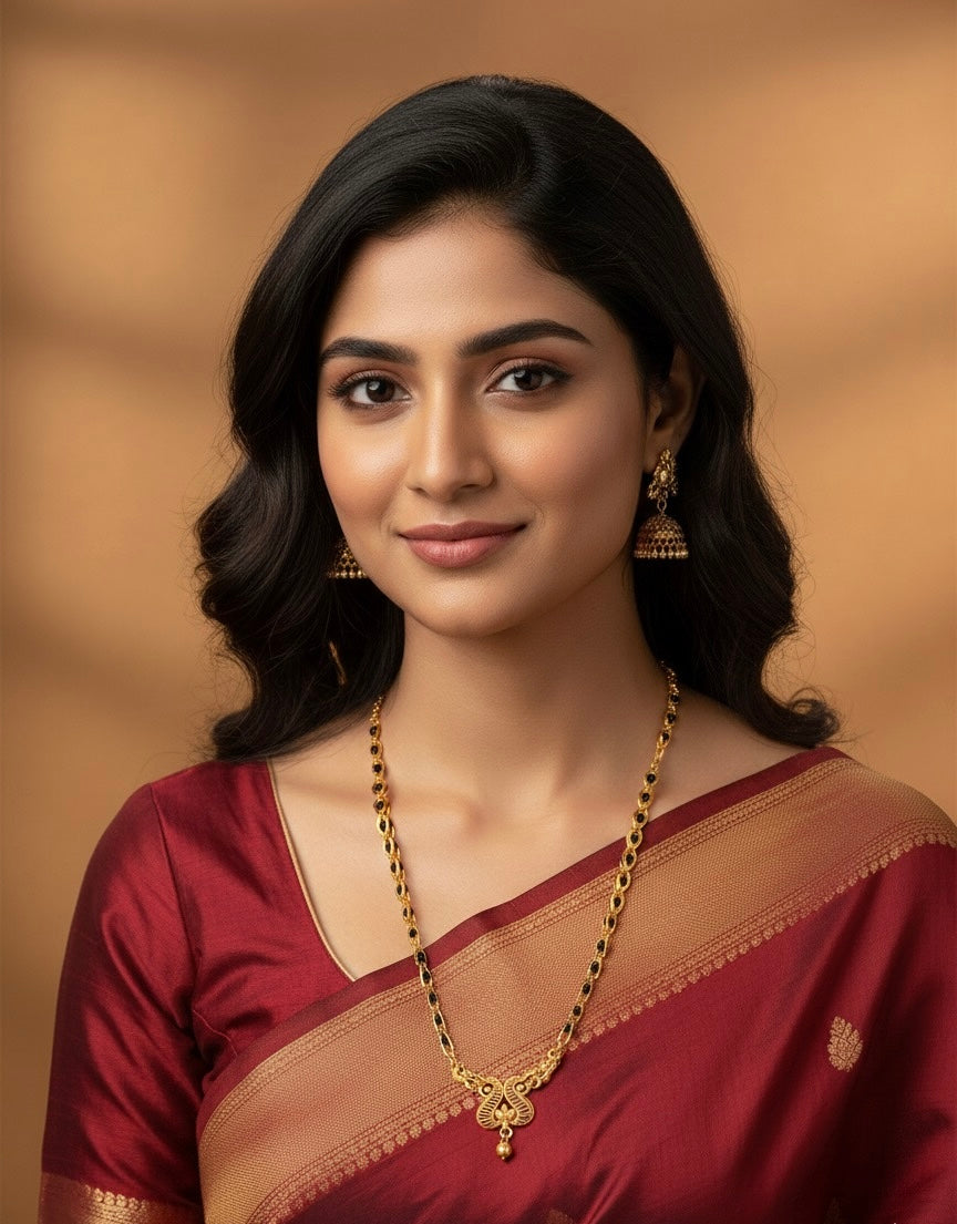 Gold-Tone Black Bead Chain Necklace – Stylish Alloy Fashion Jewelry