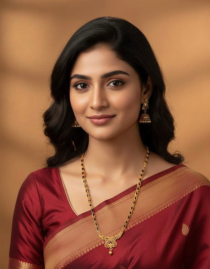 Gold-Tone Black Bead Chain Necklace – Stylish Alloy Fashion Jewelry