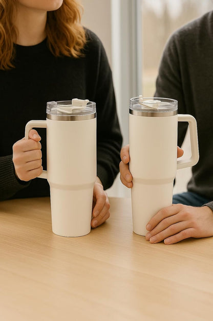 1200ML Stainless Steel Tumbler Cup with Handle & Straw