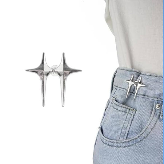 Metal Star-Shaped Jeans Waist Tightener Clip (2 PCS SET)