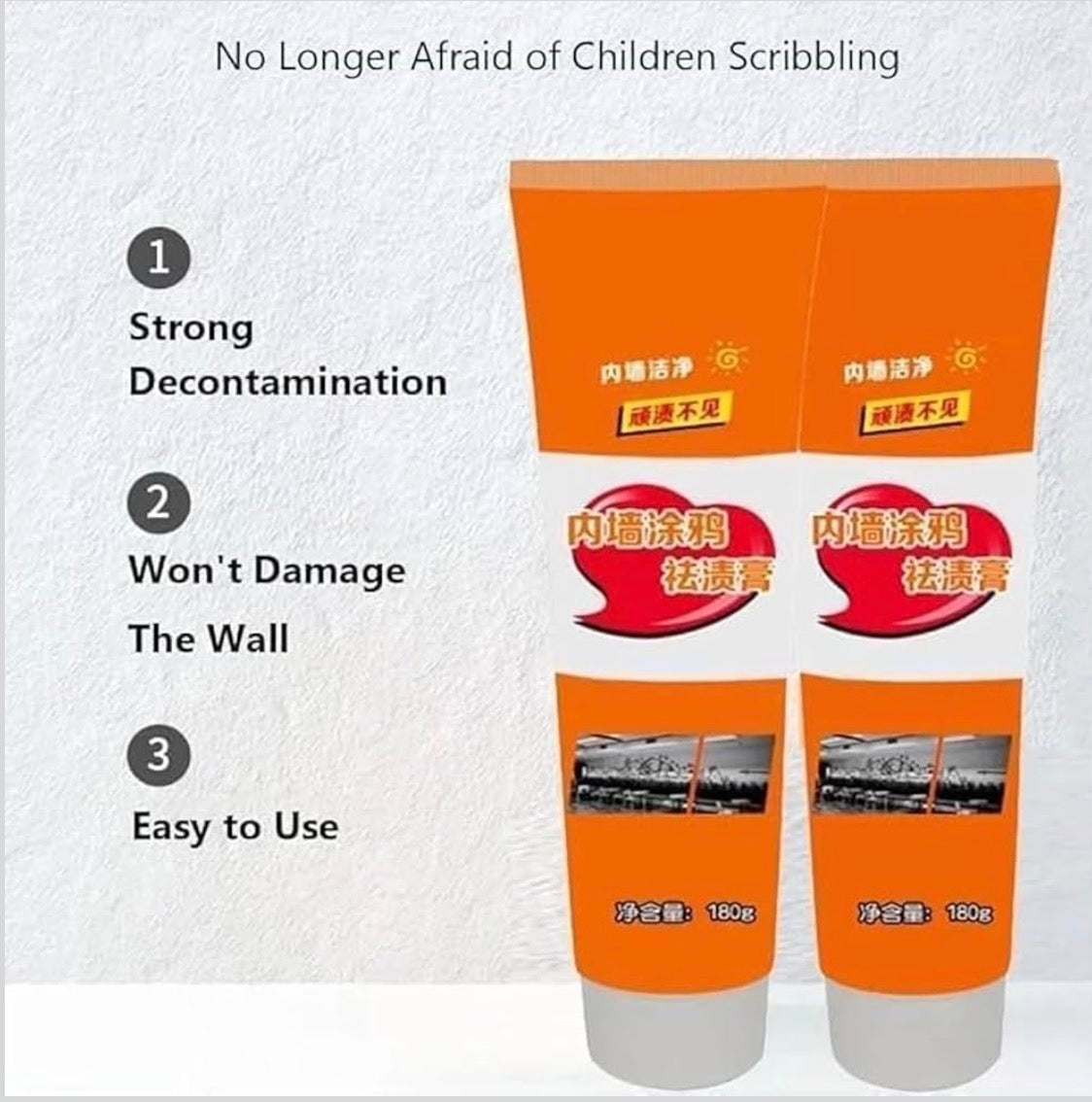 Wall Stain Remover Cream | Kids Drawing Remover | Multi-Surface Wall Cleaner (180g)