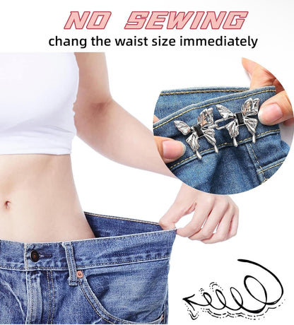 Butterfly Adjustable Waist Buckle Clip for Jeans – No Sewing Instant Waist Tightener