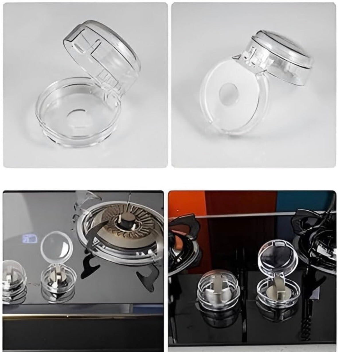 Gas Stove Knob Protector Cover (Pack of 2) | Child Safety Lock for Gas Stove | Heat-Resistant Transparent Knob Guards