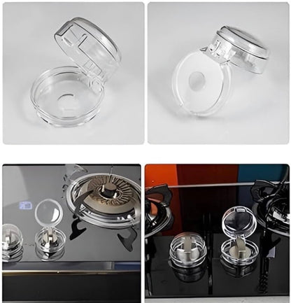 Gas Stove Knob Protector Cover (Pack of 2) | Child Safety Lock for Gas Stove | Heat-Resistant Transparent Knob Guards