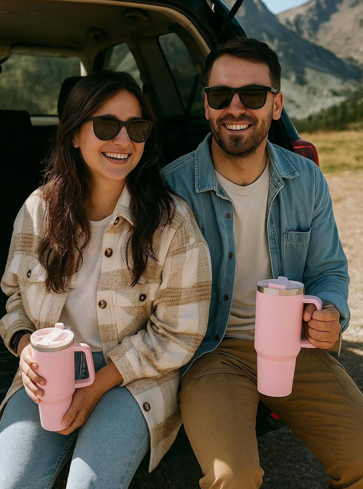 1200ML Stainless Steel Tumbler Cup with Handle & Straw