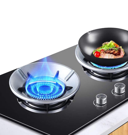 Gas Stove Flame Protector Ring for High Heat Efficiency (Pack of 2) – Silver