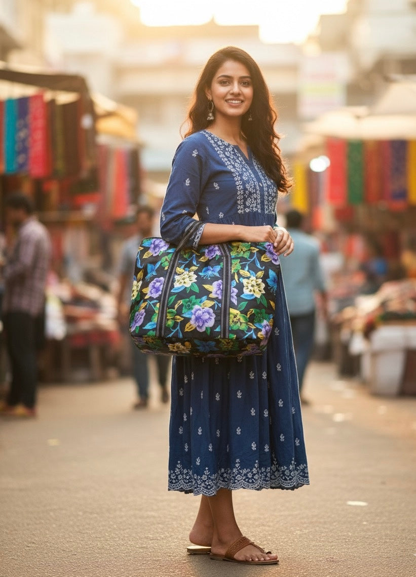 Midnight Meadow Floral Twin Tote Combo