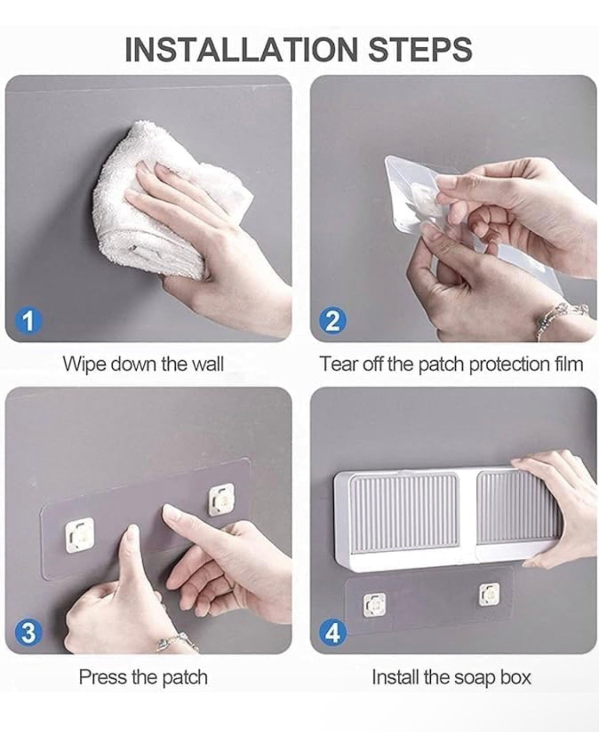 Wall Mounted Double Bar Soap Dish | Self-Draining Bathroom Organizer | Adhesive Storage Box with Cover & Hook