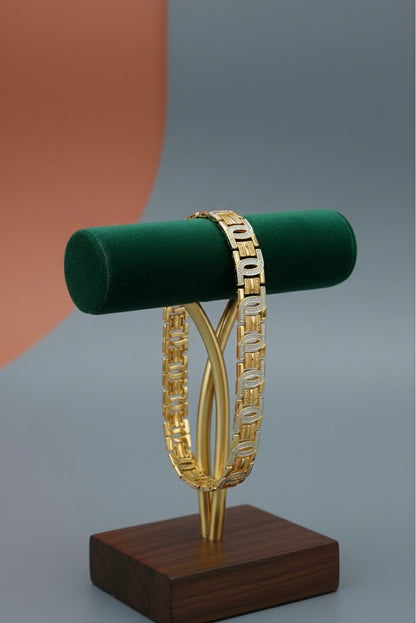 Men’s Premium 2-in-1 Bracelet Combo – Gold & Silver-Tone Alloy Fashion Jewelry