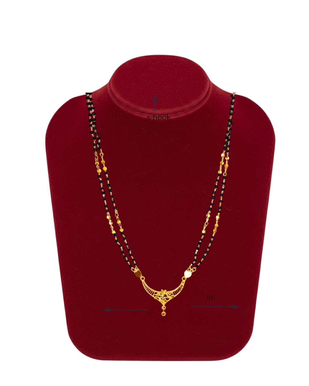 Double-Line Black Bead Necklace with Gold-Tone Pendant – Alloy Fashion Jewelry