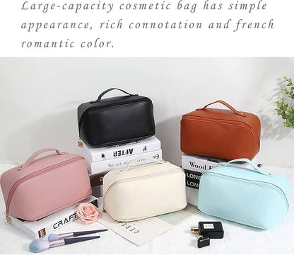 Premium Leather Cosmetic Travel Bag – Large Capacity Makeup Organizer