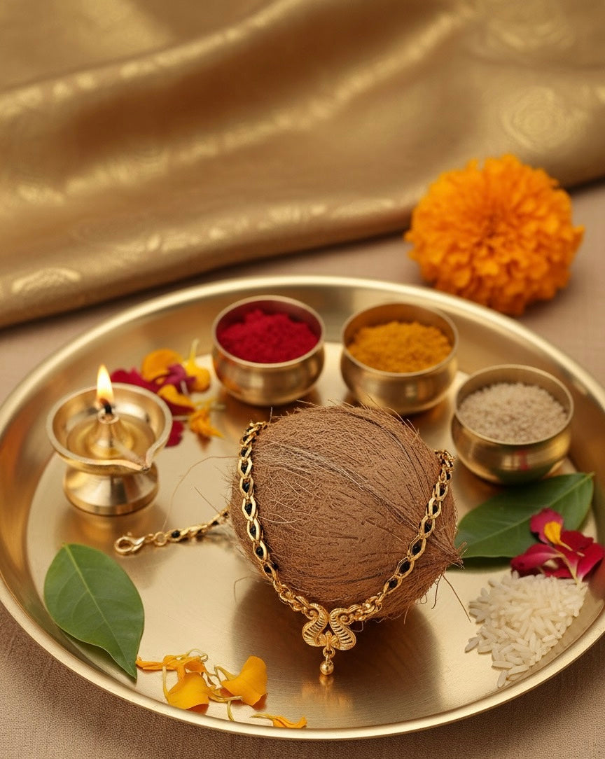 Gold-Tone Black Bead Chain Necklace – Stylish Alloy Fashion Jewelry