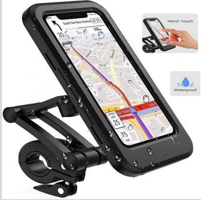 Waterproof Bike Phone Mount Holder with Touch Screen & 360° Rotation – Universal Bicycle & Motorcycle Mobile Stand