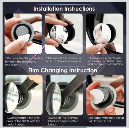 “360° Adjustable HD Blind Spot Mirror for Cars | Waterproof Wide Angle Rearview Mirror | Universal Side Mirror Attachment with 3M Adhesive (Pack of 2)”