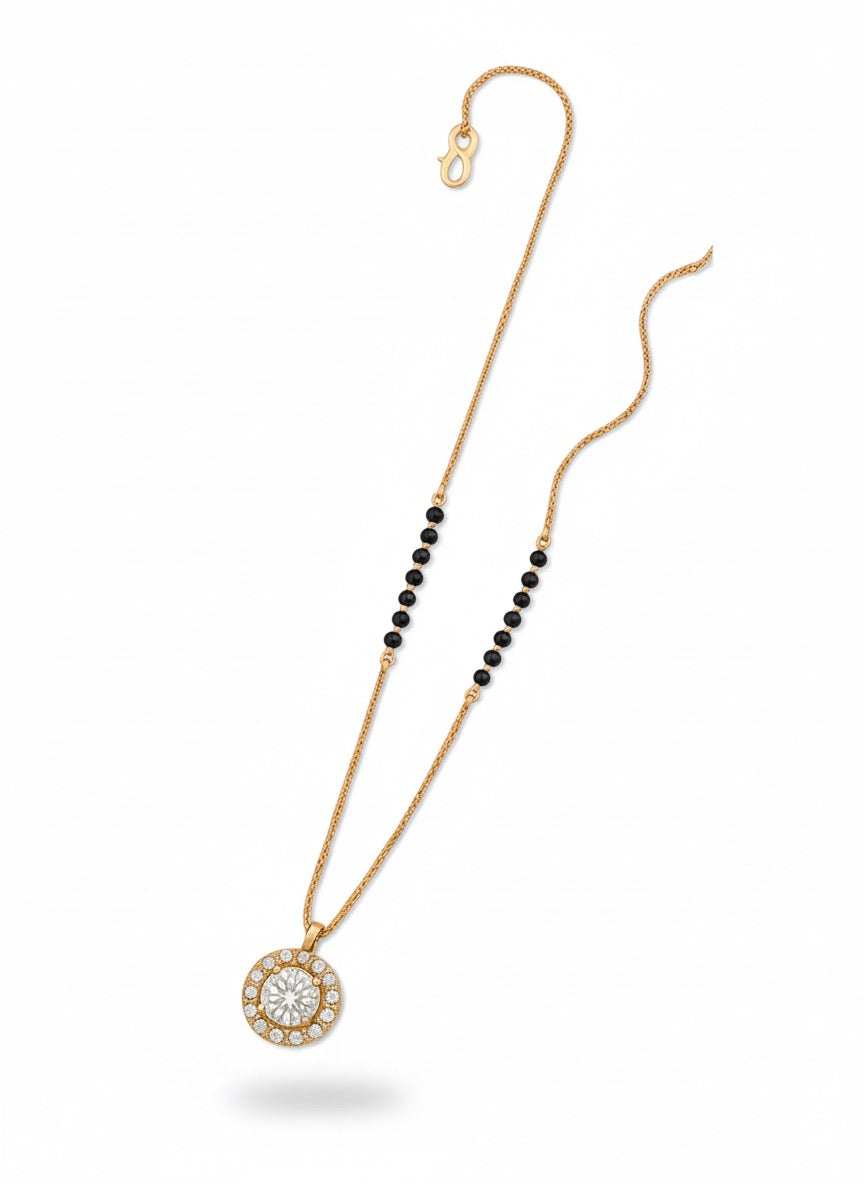 Elegant Gold-Plated Mangalsutra with Round CZ Pendant