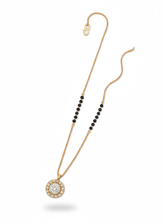 Elegant Gold-Plated Mangalsutra with Round CZ Pendant