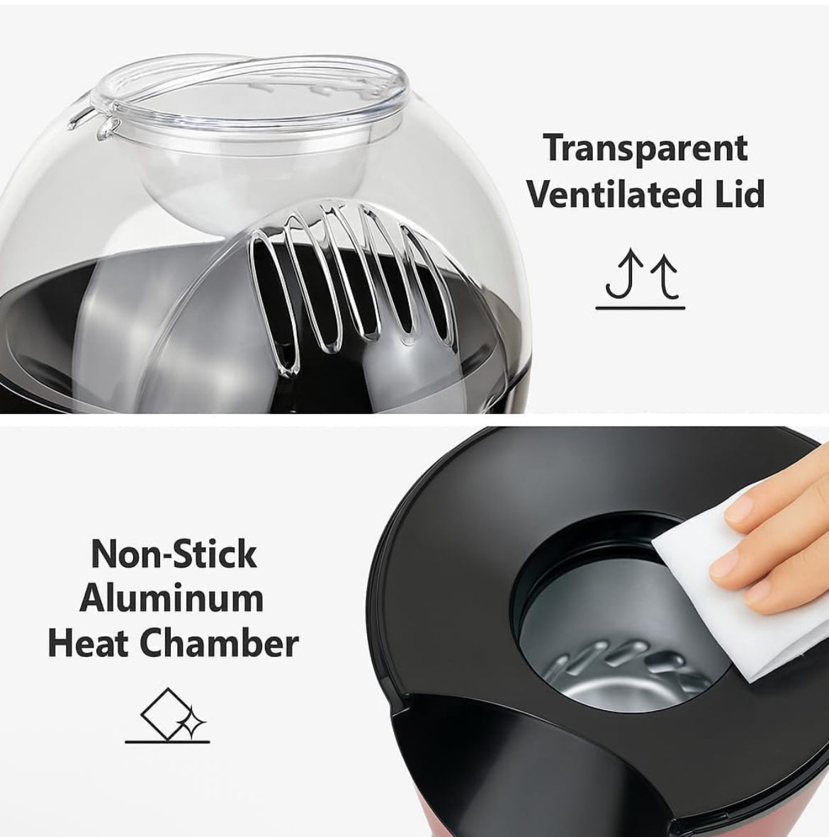 Hot Air Popcorn Maker Machine – Oil-Free, Fast 3-Min Popcorn Maker | Home Snack Maker