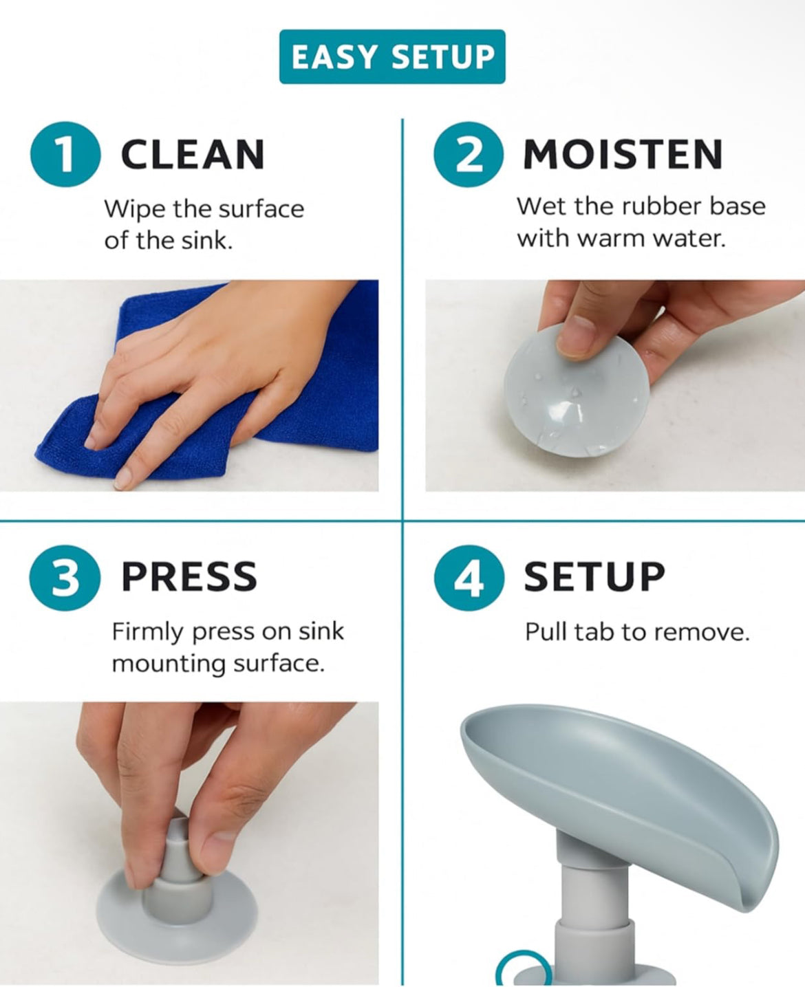 Premium Fast-Drain Soap Stand Holder with Strong Suction Base