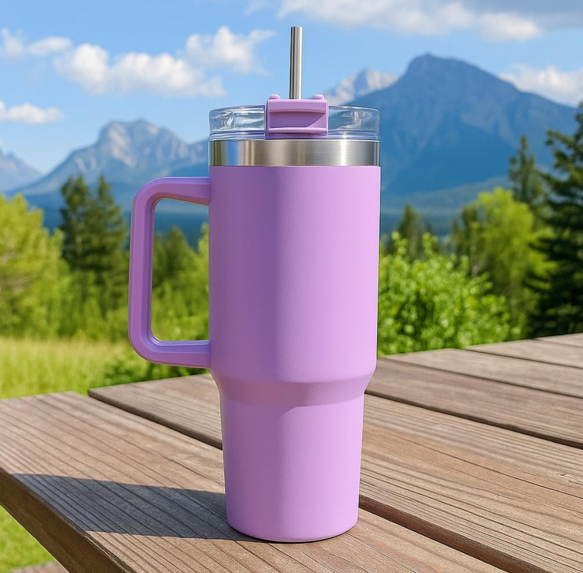 1200ML Stainless Steel Tumbler Cup with Handle & Straw