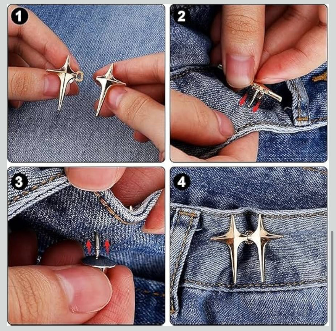 Metal Star-Shaped Jeans Waist Tightener Clip (2 PCS SET)