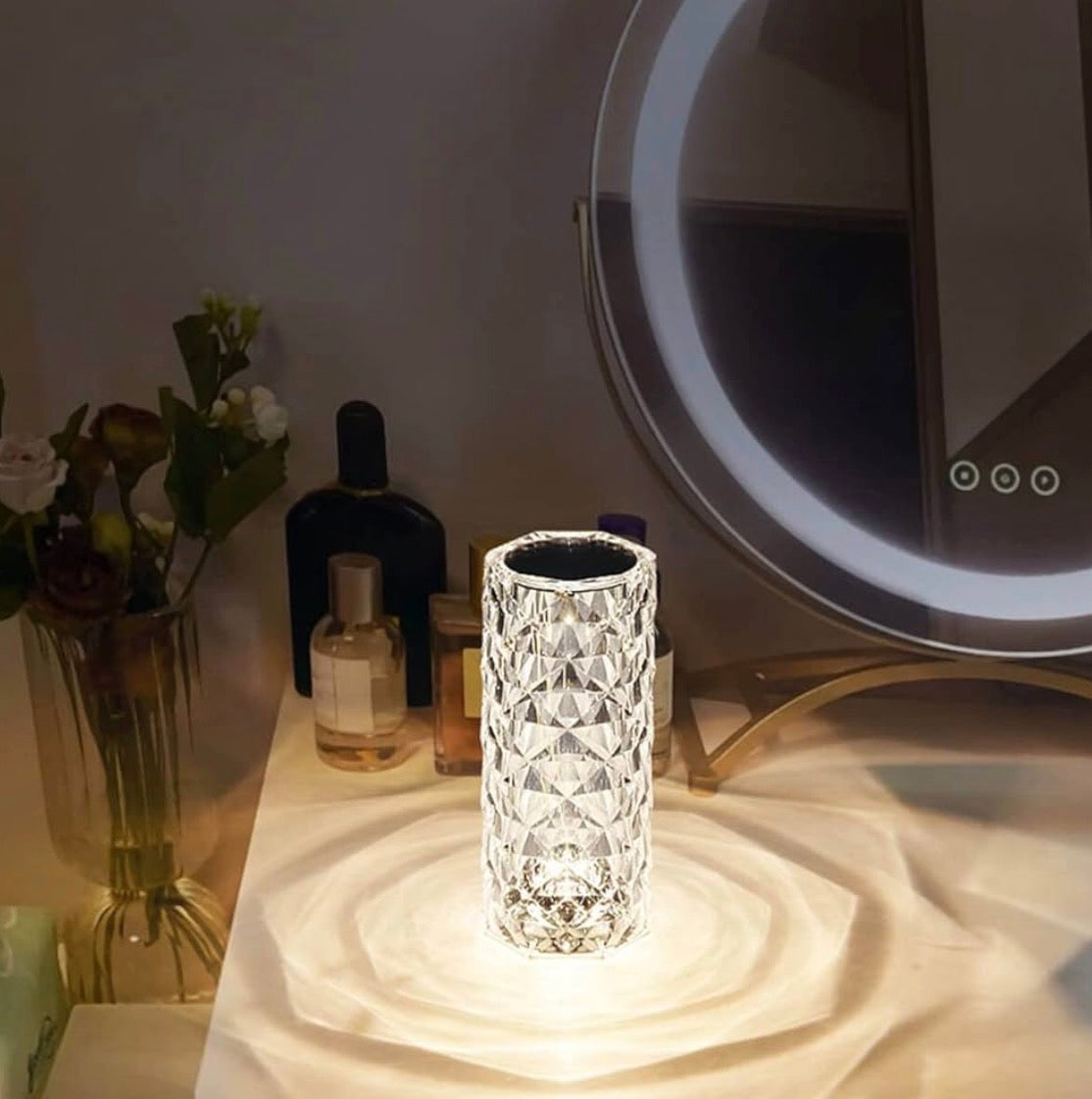 Crystal Diamond Table Lamp | 16-Color RGB LED Night Light | USB Rechargeable Crystal Rose Lamp with Remote & Touch Control | Bedroom & Home Decor